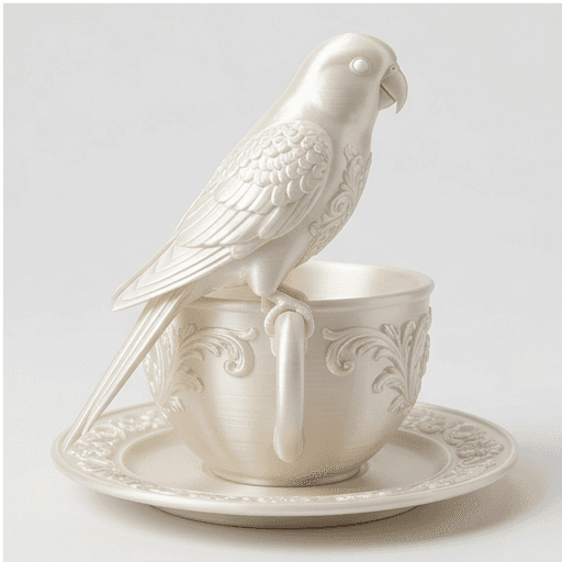 Derbyan Parakeet Renaissance Portrait Trinket Tray (Pearl White) 4