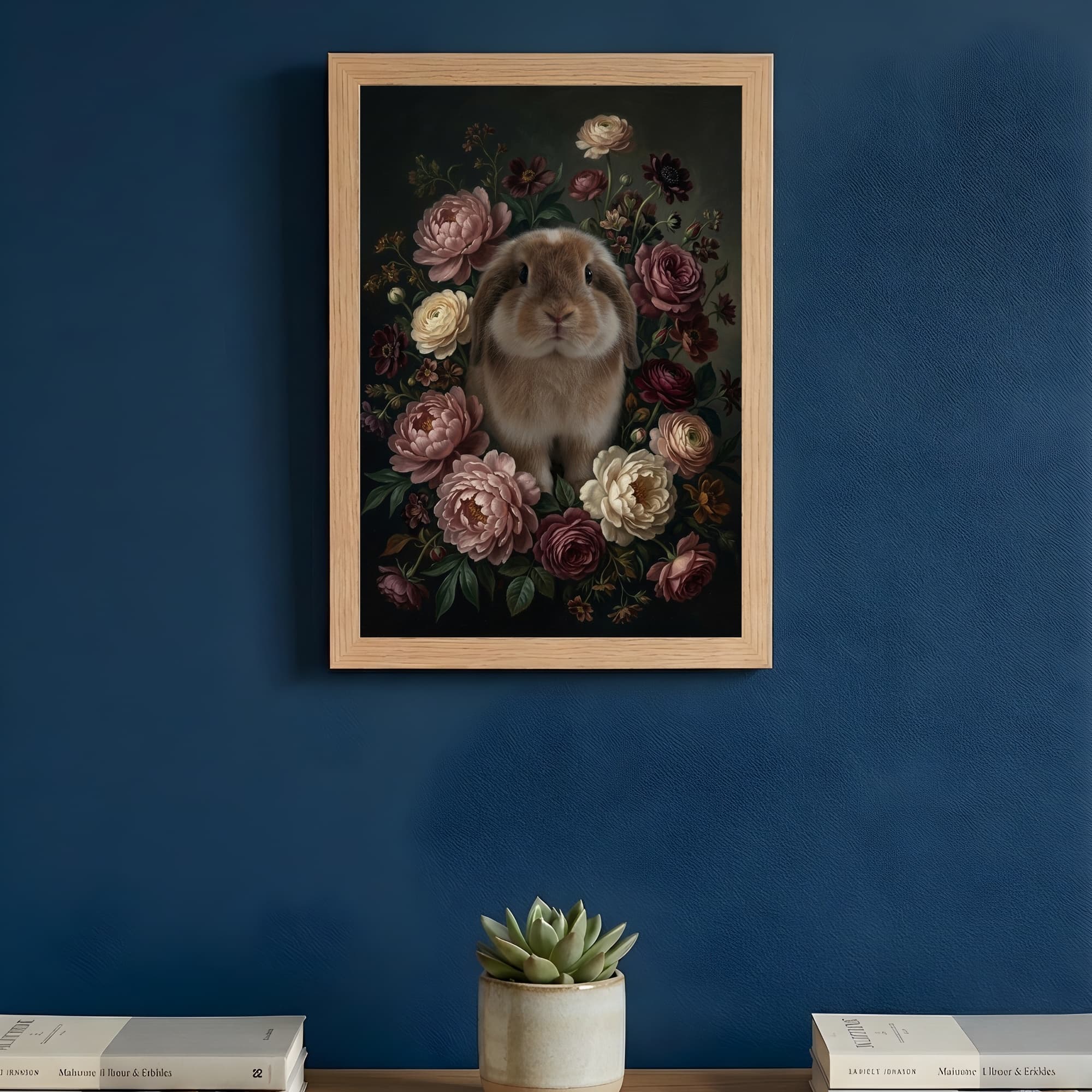 アメリカンファジーロップの花の油絵風アート花柄額装プリント(A4サイズ) 3