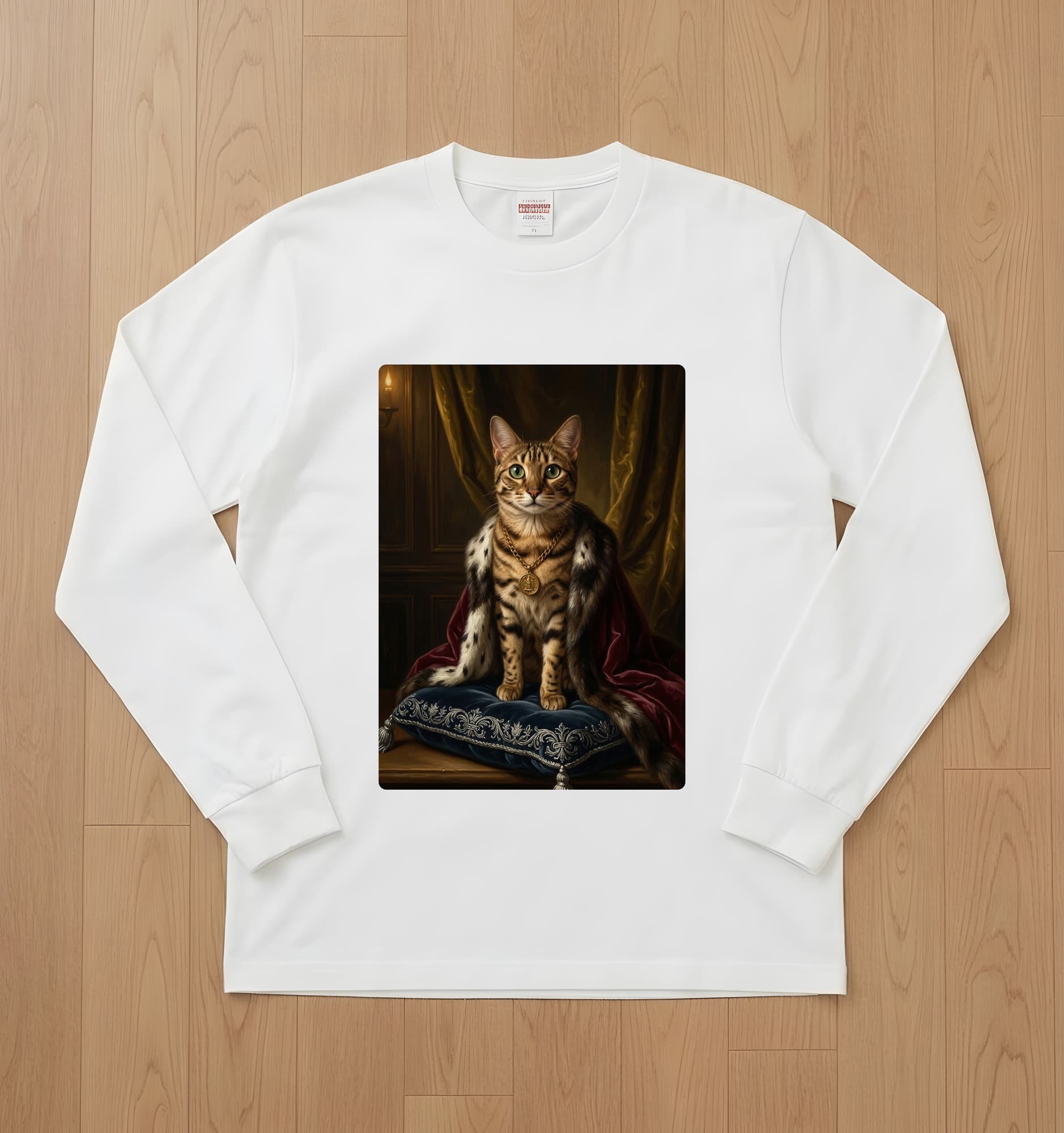 オシキャットのルネサンス肖像画長袖Tシャツ(ホワイト)