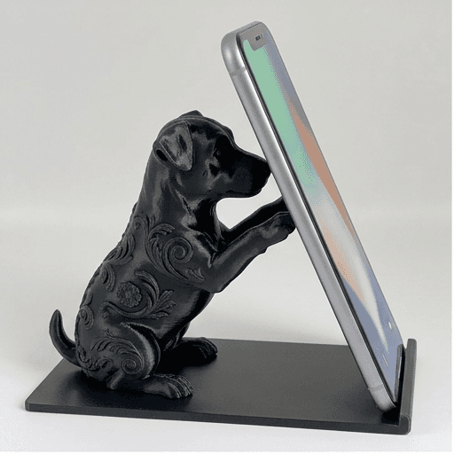 ジャックラッセルテリアのルネサンス肖像画スマホスタンド(シルクブラック)