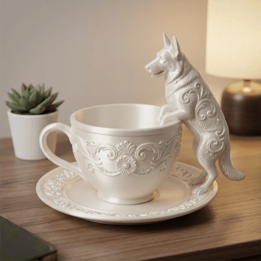German shepherd Renaissance Portrait Trinket Tray (Pearl White) 2