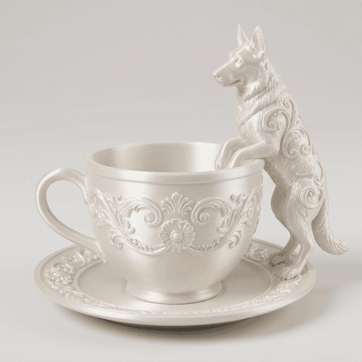German shepherd Renaissance Portrait Trinket Tray (Pearl White) 3