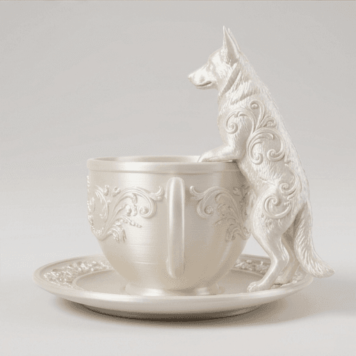 German shepherd Renaissance Portrait Trinket Tray (Pearl White) 4