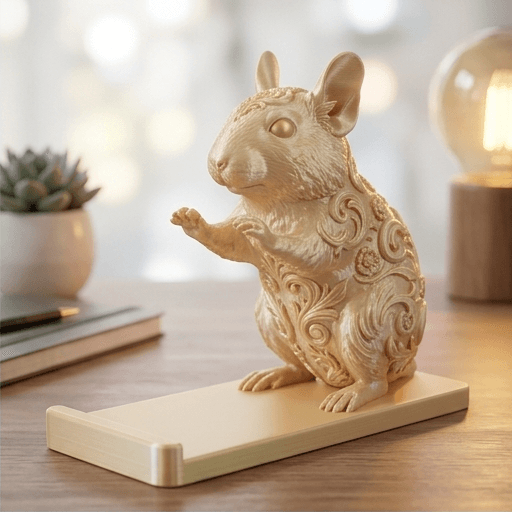 Degu Renaissance Portrait Phone Stand (Silky Gold) 2