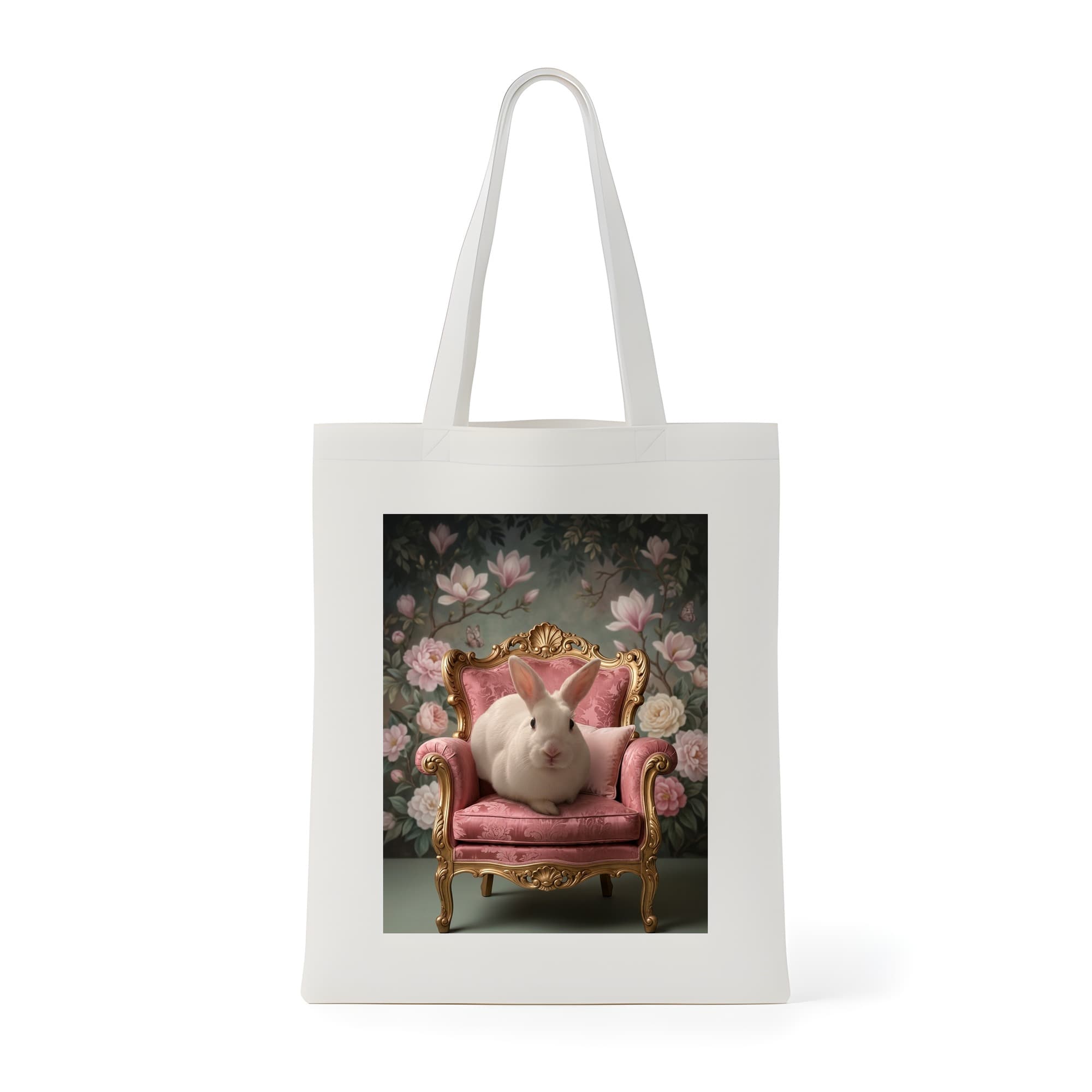 New Zealand White rabbit Shabby Pink Oil-Painting Rococo Tote Bag