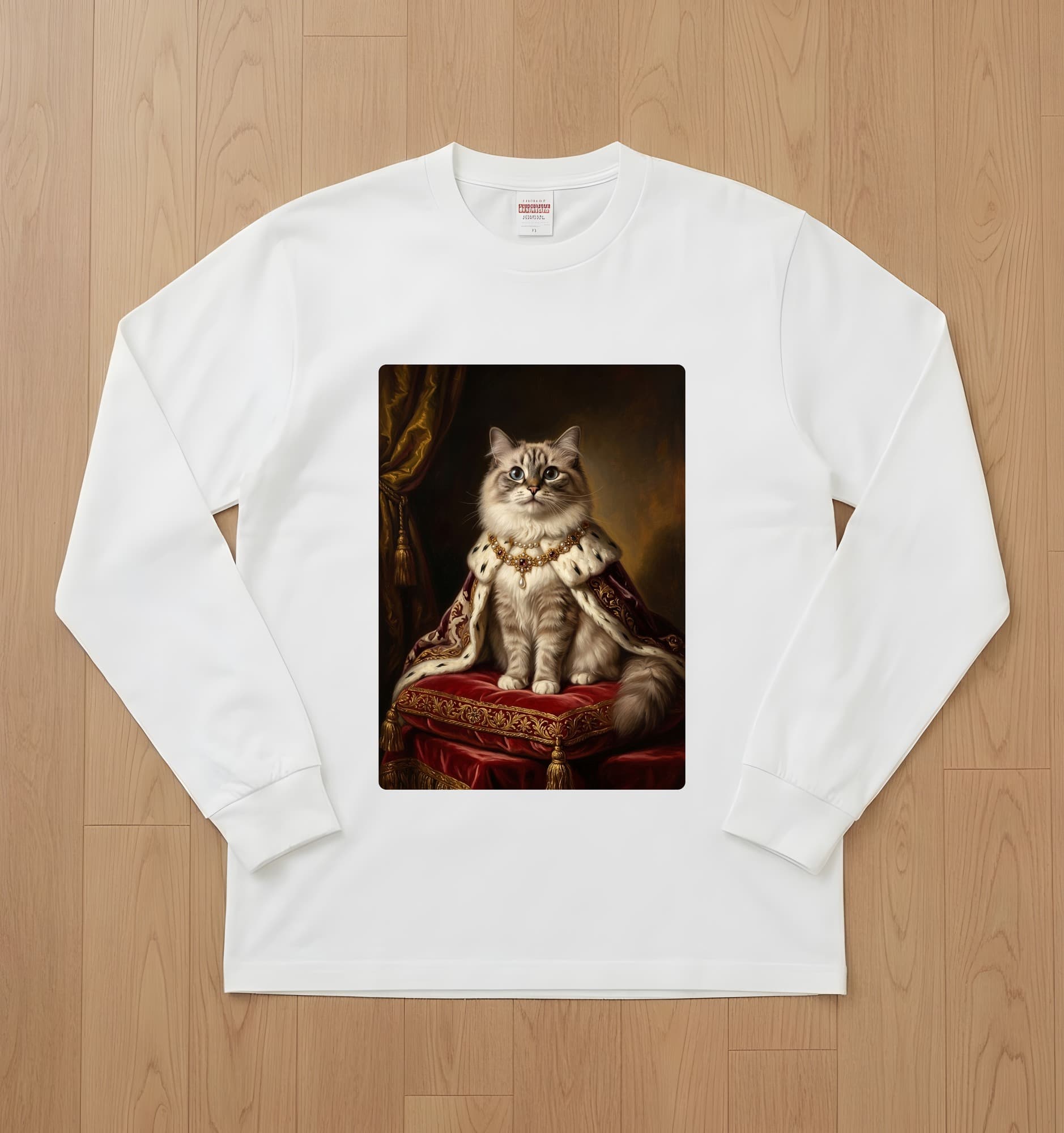 ラグドールのルネサンス肖像画長袖Tシャツ(ホワイト)