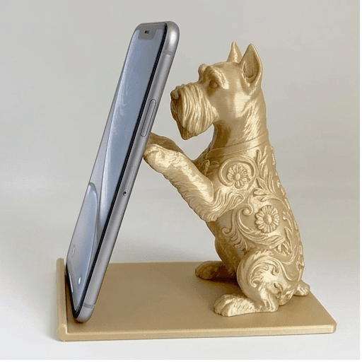 miniature schnauzer Renaissance Portrait Phone Stand (Silky Gold)