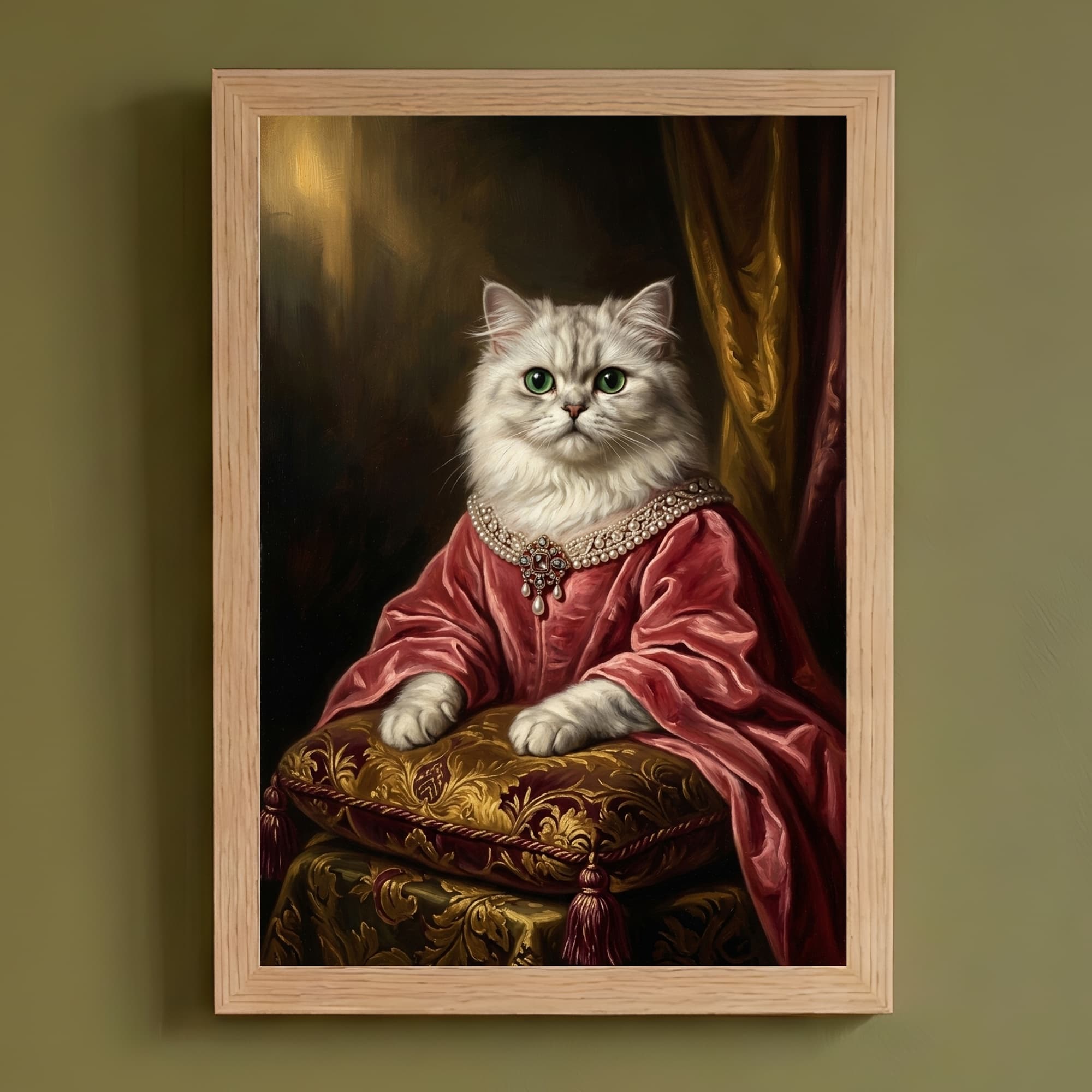 チンチラペルシャのルネサンス肖像画額装プリント(A4サイズ)