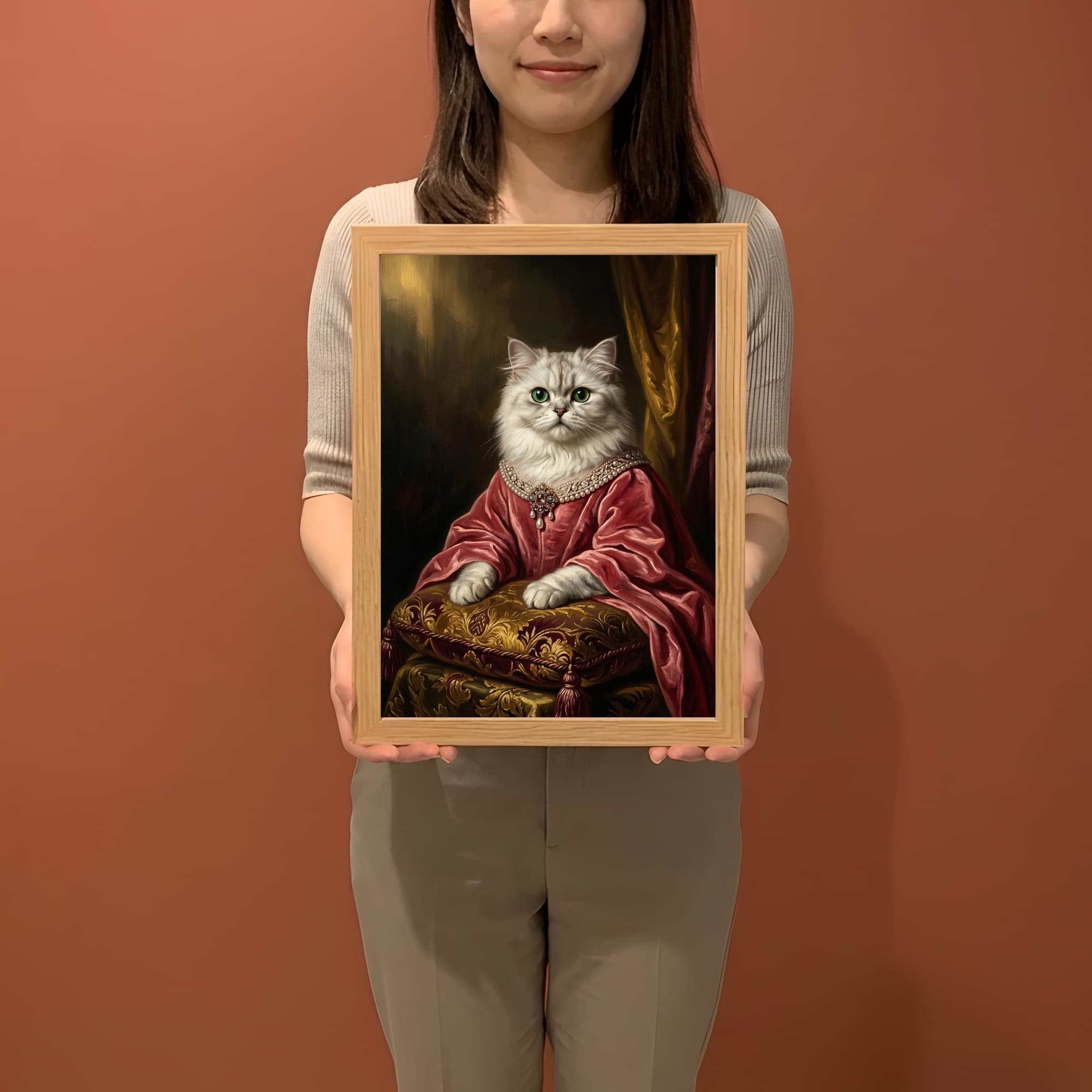 チンチラペルシャのルネサンス肖像画額装プリント(A4サイズ) 2