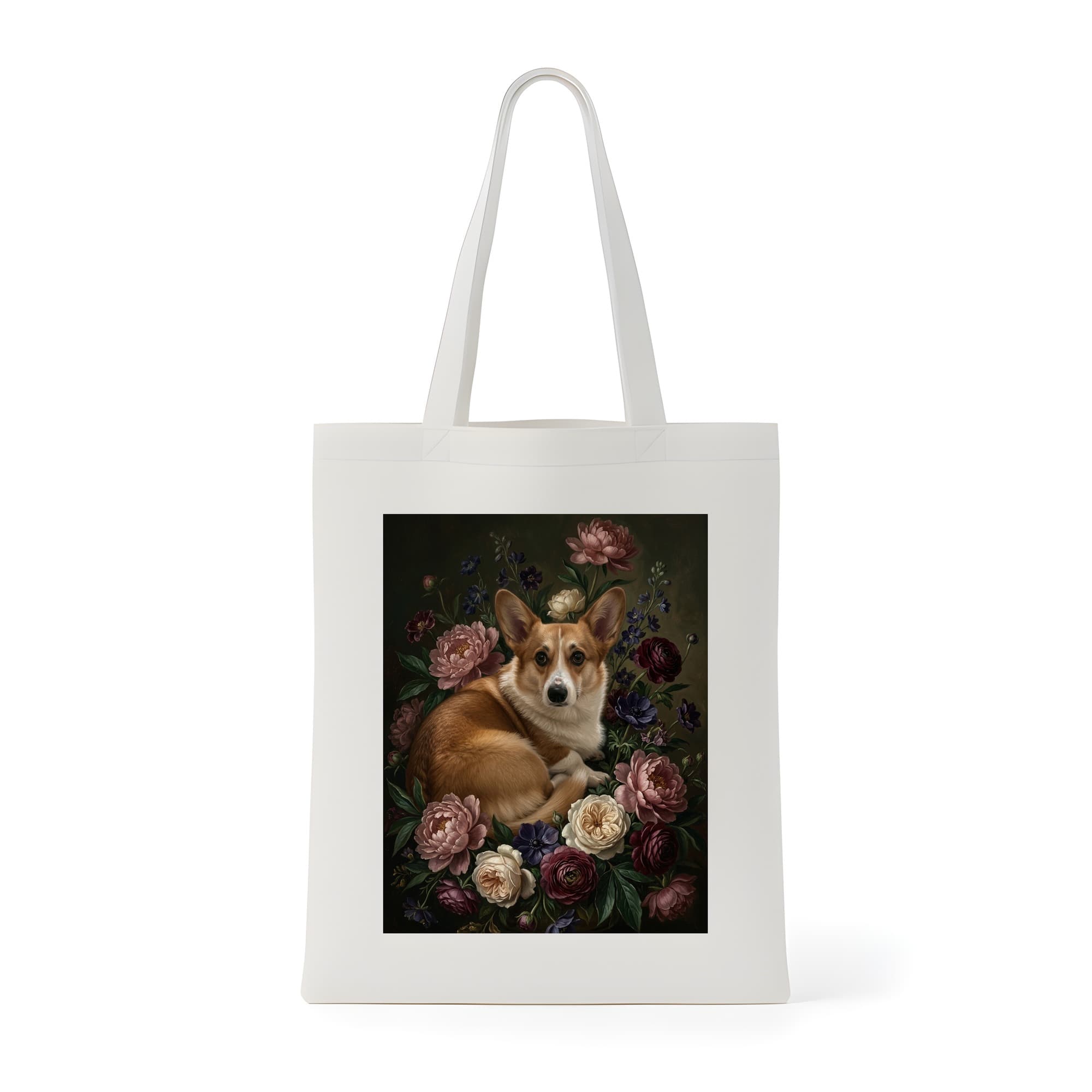 Pembroke Welsh corgi Floral Oil-Painting Floral Tote Bag