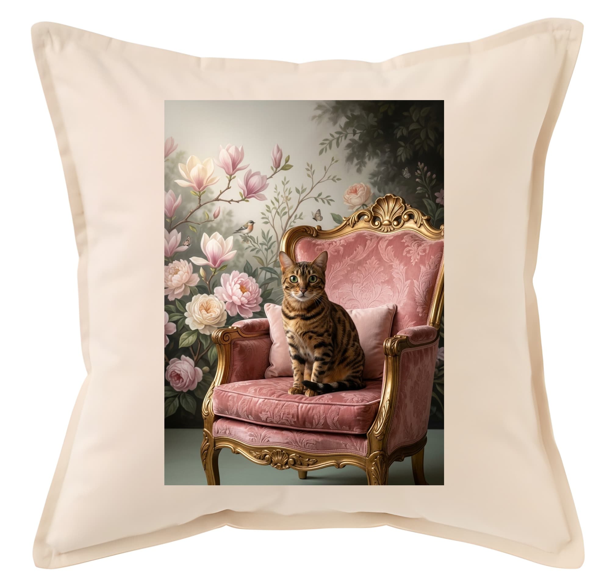 Bengal Shabby Pink Oil-Painting Rococo Cushion