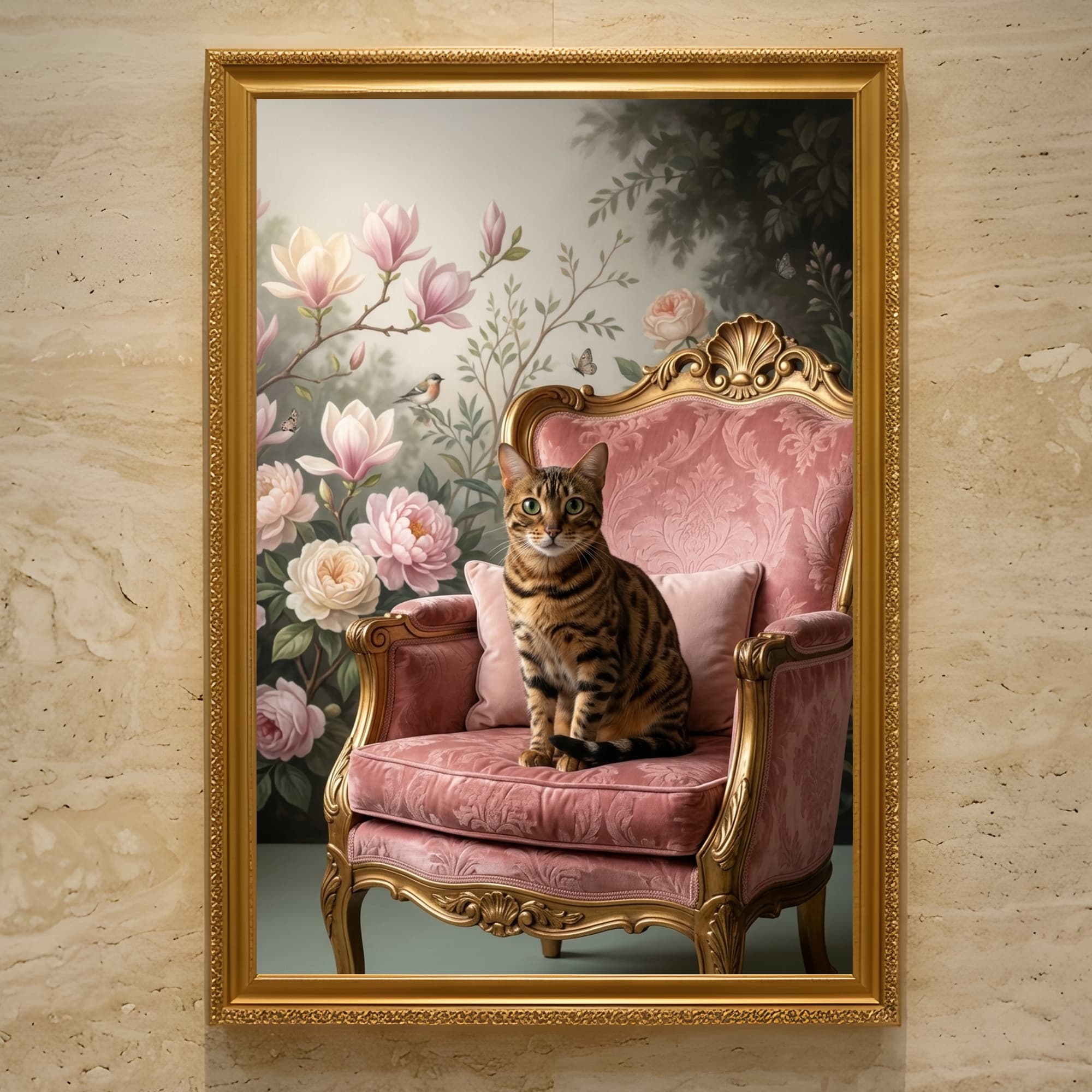 Bengal Shabby Pink Oil-Painting Rococo Framed Art Print (A3)