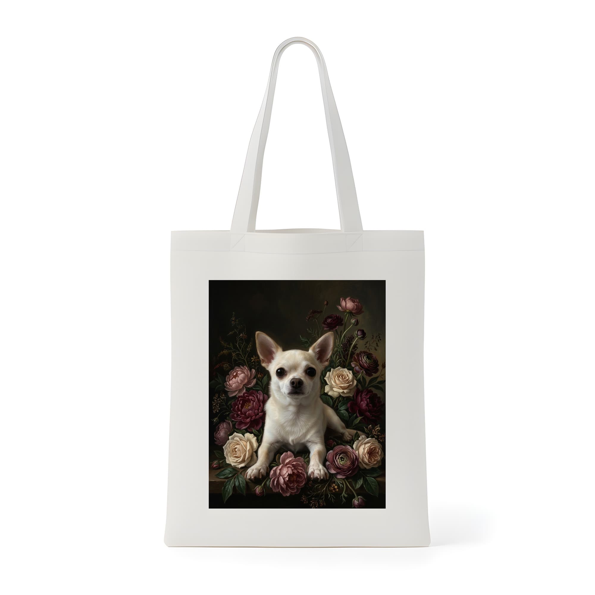chihuahua Floral Oil-Painting Floral Tote Bag