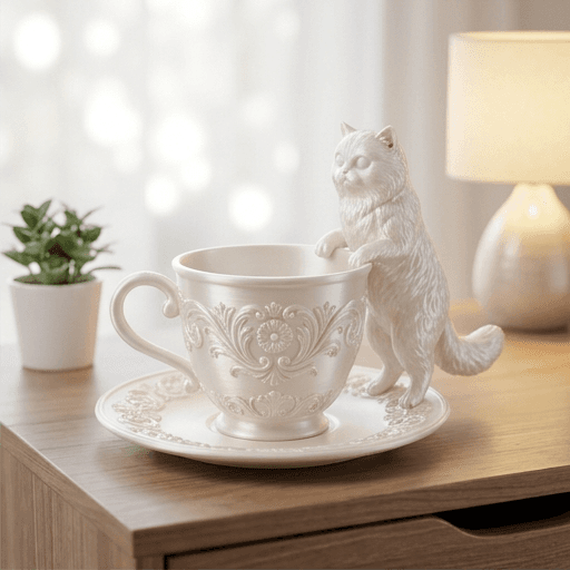 Chinchilla Persian Renaissance Portrait Trinket Tray (Pearl White) 2