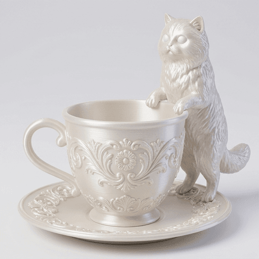 Chinchilla Persian Renaissance Portrait Trinket Tray (Pearl White) 3