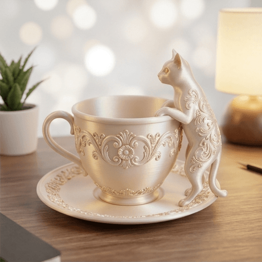 シャム猫のルネサンス肖像画アクセサリートレイ(シルクゴールド) 2