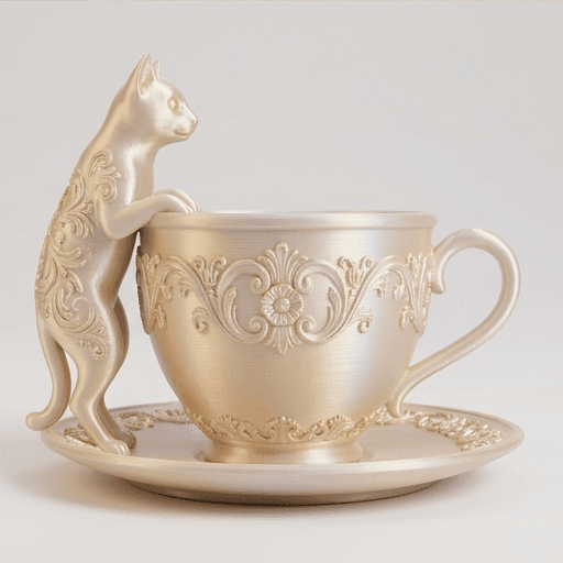 シャム猫のルネサンス肖像画アクセサリートレイ(シルクゴールド) 4