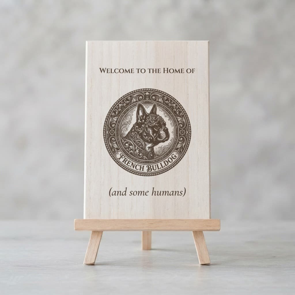 French bulldog Renaissance Portrait Wooden Welcome Board