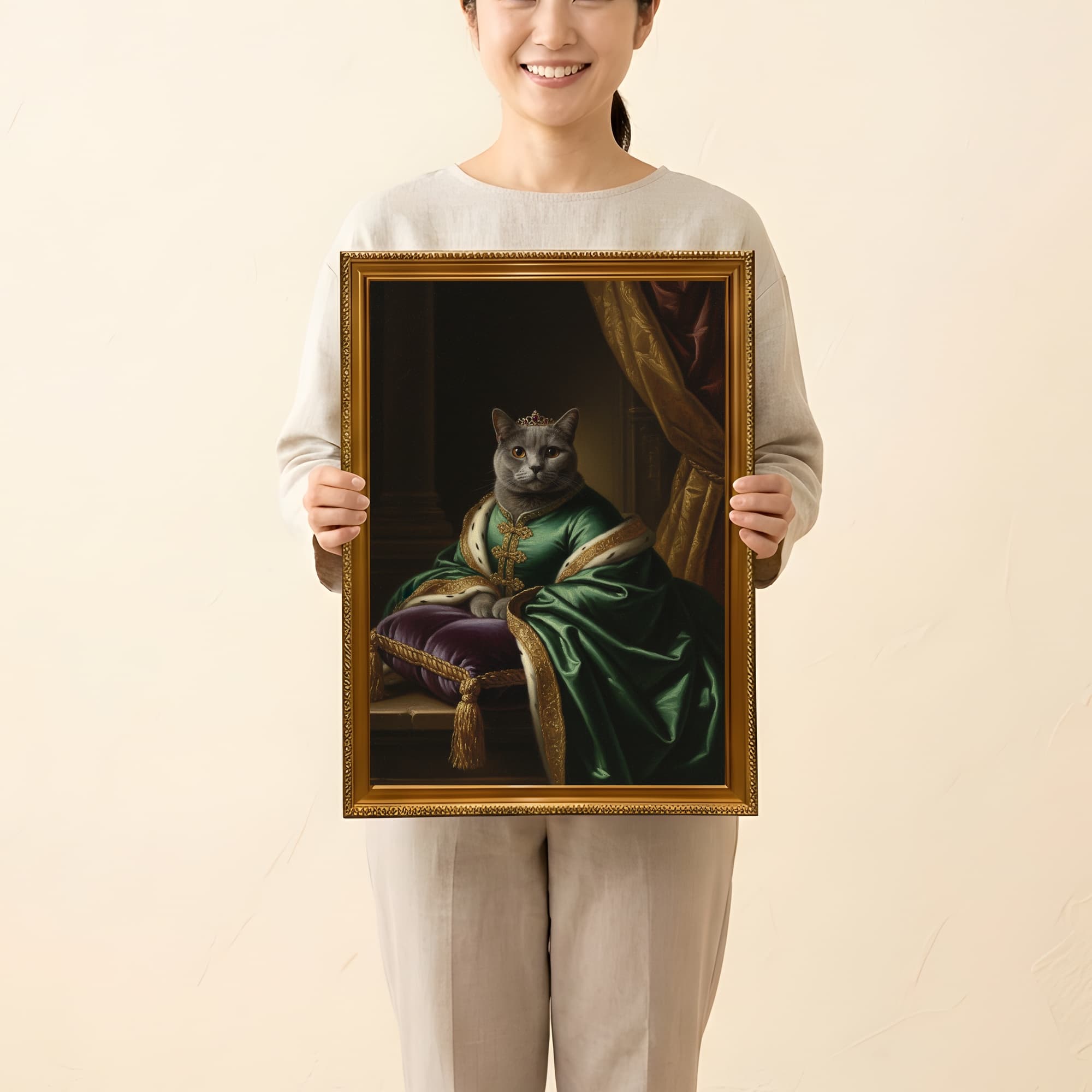 ブリティッシュショートヘアのルネサンス肖像画額装プリント(A3サイズ) 2