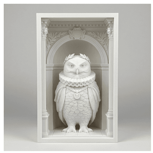 Snowy owl Renaissance Portrait Booknook Diorama