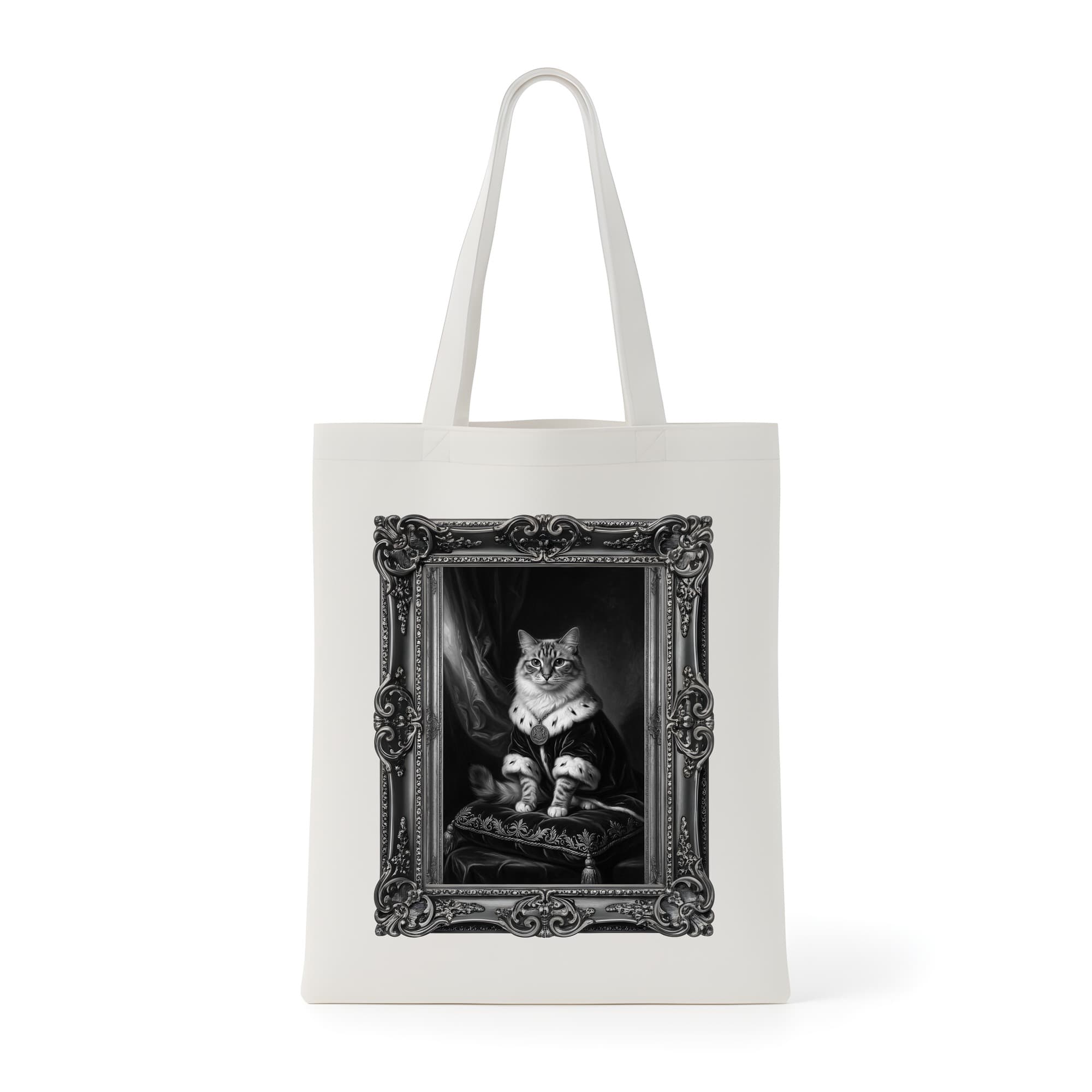Ragdoll Renaissance Portrait Tote Bag (Monochrome Print, Framed Design)
