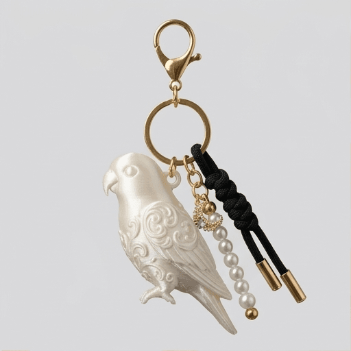 Lovebird Renaissance Portrait Keychain (Pearl White)