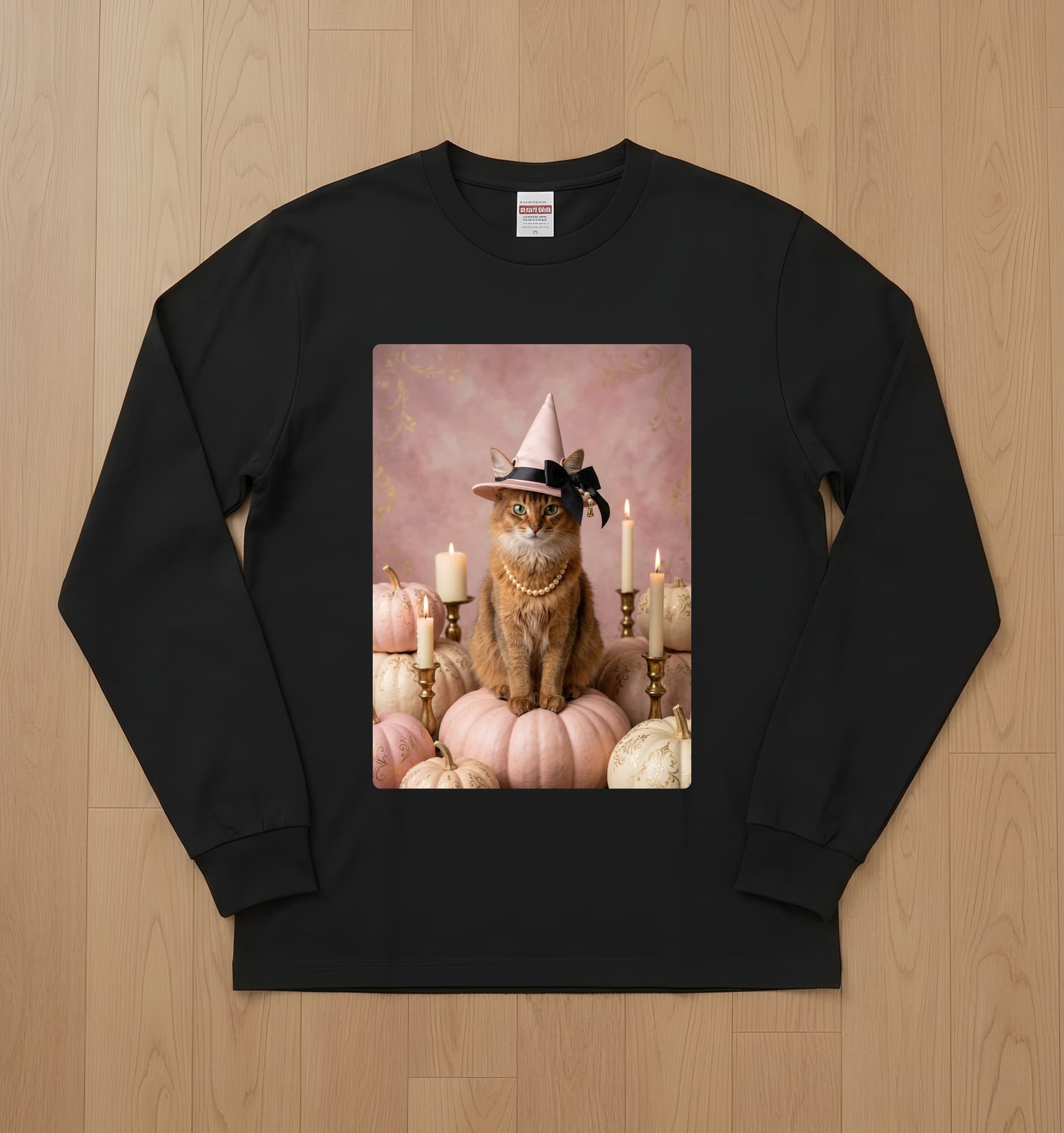 Somali Pumpkin & Candlelight Oil-Painting Halloween Long Sleeve T-Shirt (Black)