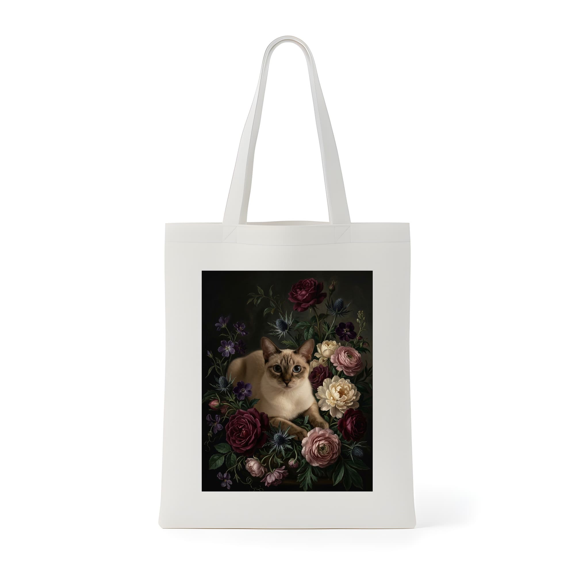 トンキニーズの花の油絵風アート花柄トートバッグ