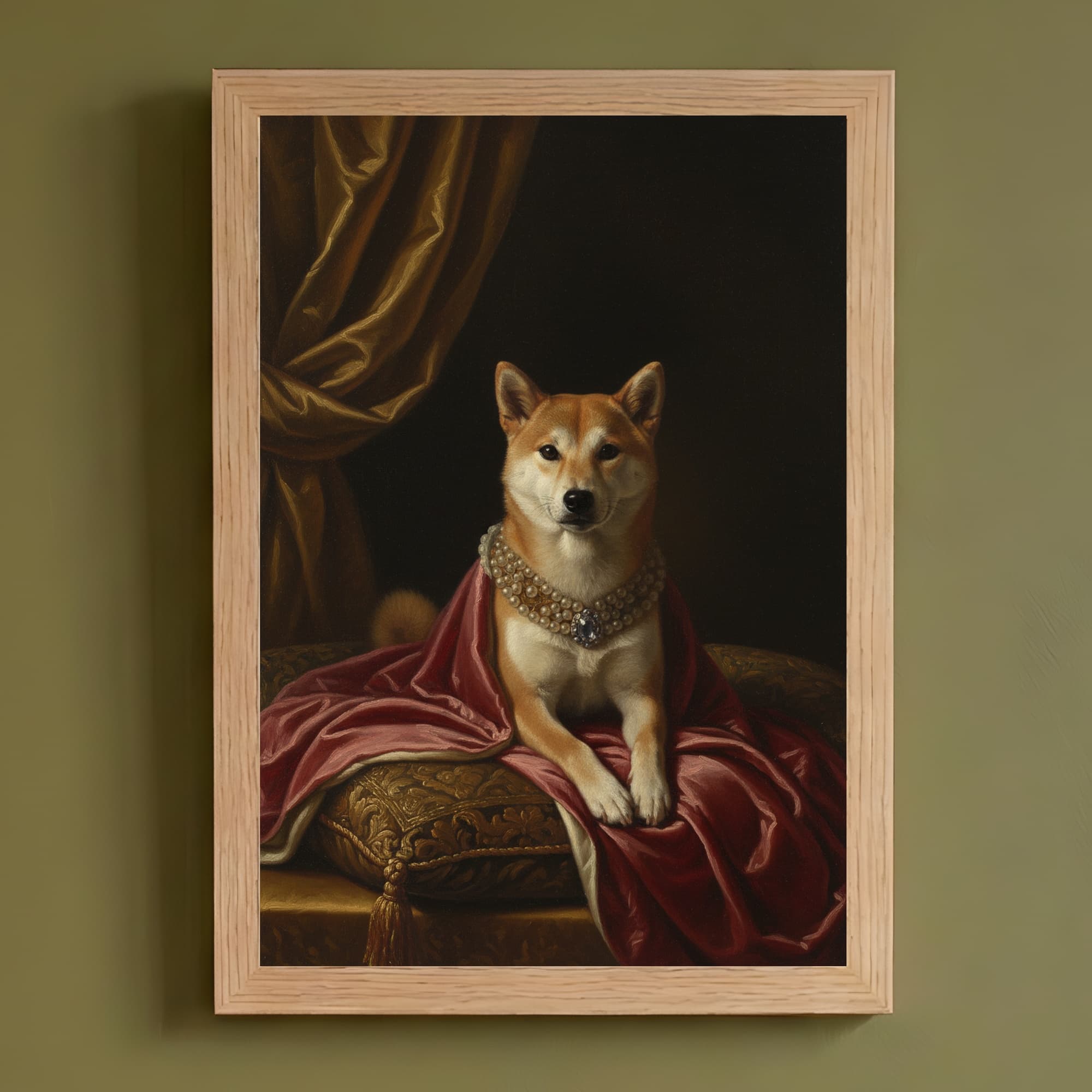 Shiba Inu Renaissance Portrait Framed Art Print (A4)