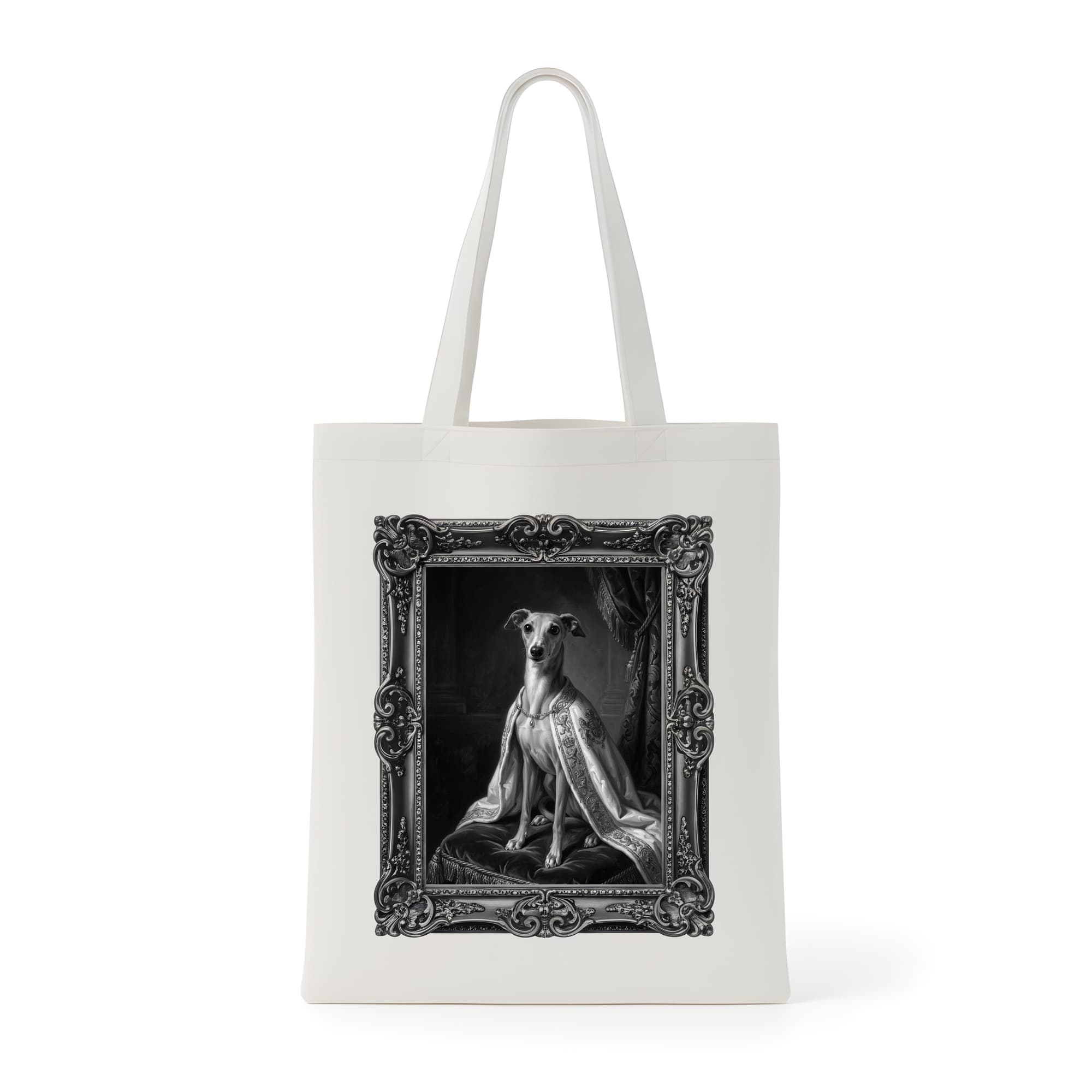 Italian greyhound Renaissance Portrait Tote Bag (Monochrome Print, Framed Design)