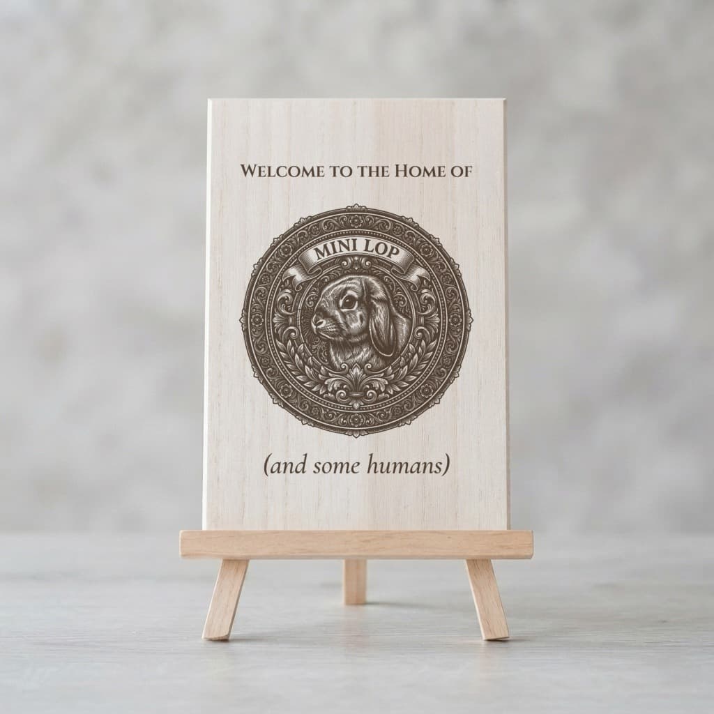 Mini Lop Renaissance Portrait Wooden Welcome Board