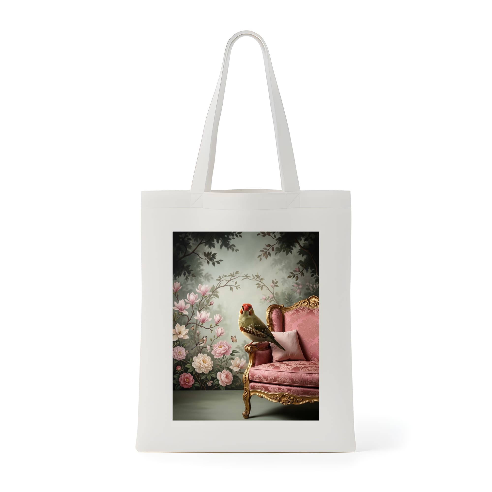 Star finch Shabby Pink Oil-Painting Rococo Tote Bag