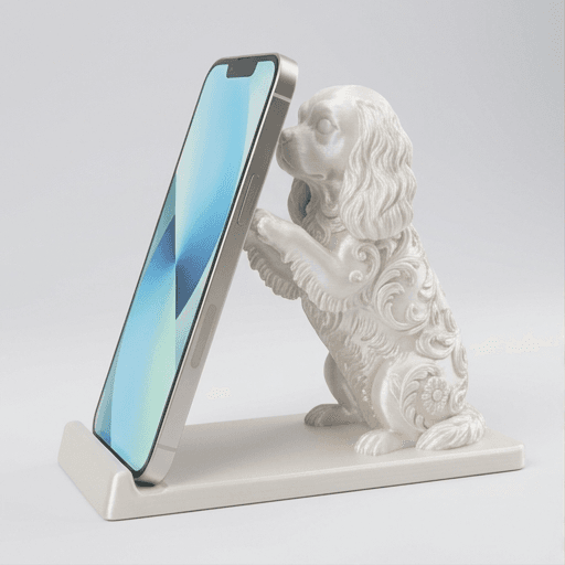 キャバリアのルネサンス肖像画スマホスタンド(シルクホワイト)