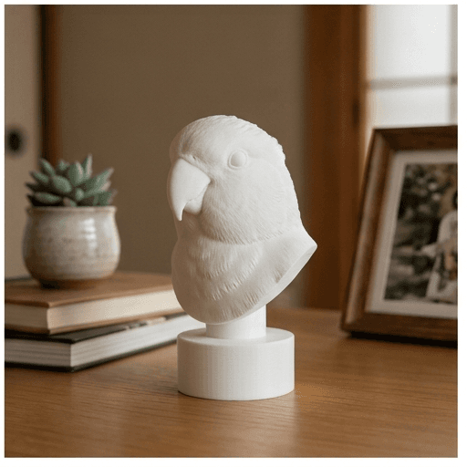 Peach-faced Lovebird Renaissance Portrait Bust Sculpture