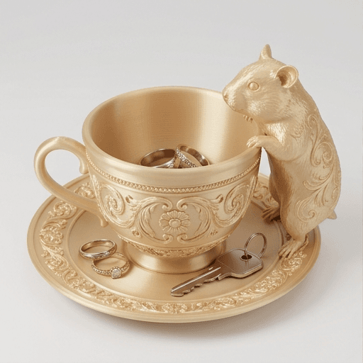 Chinese hamster Renaissance Portrait Trinket Tray (Silky Gold)