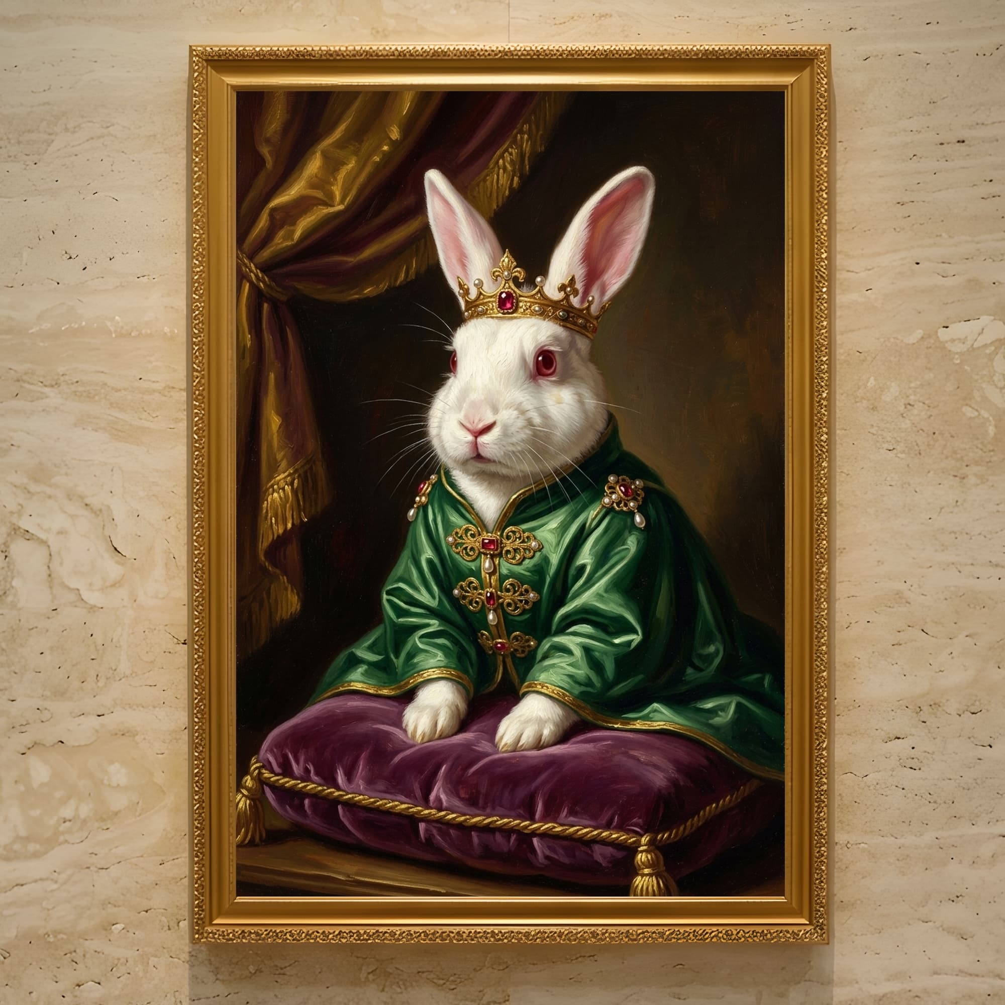 ニュージーランドホワイトのルネサンス肖像画額装プリント(A3サイズ)