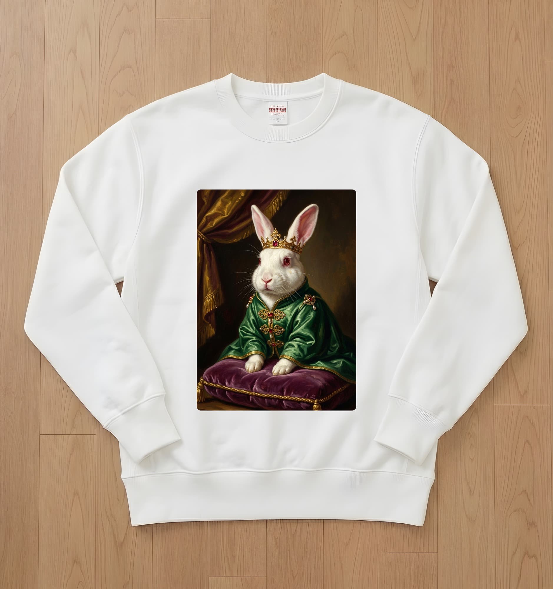 New Zealand White rabbit Renaissance Portrait Sweatshirt (White)