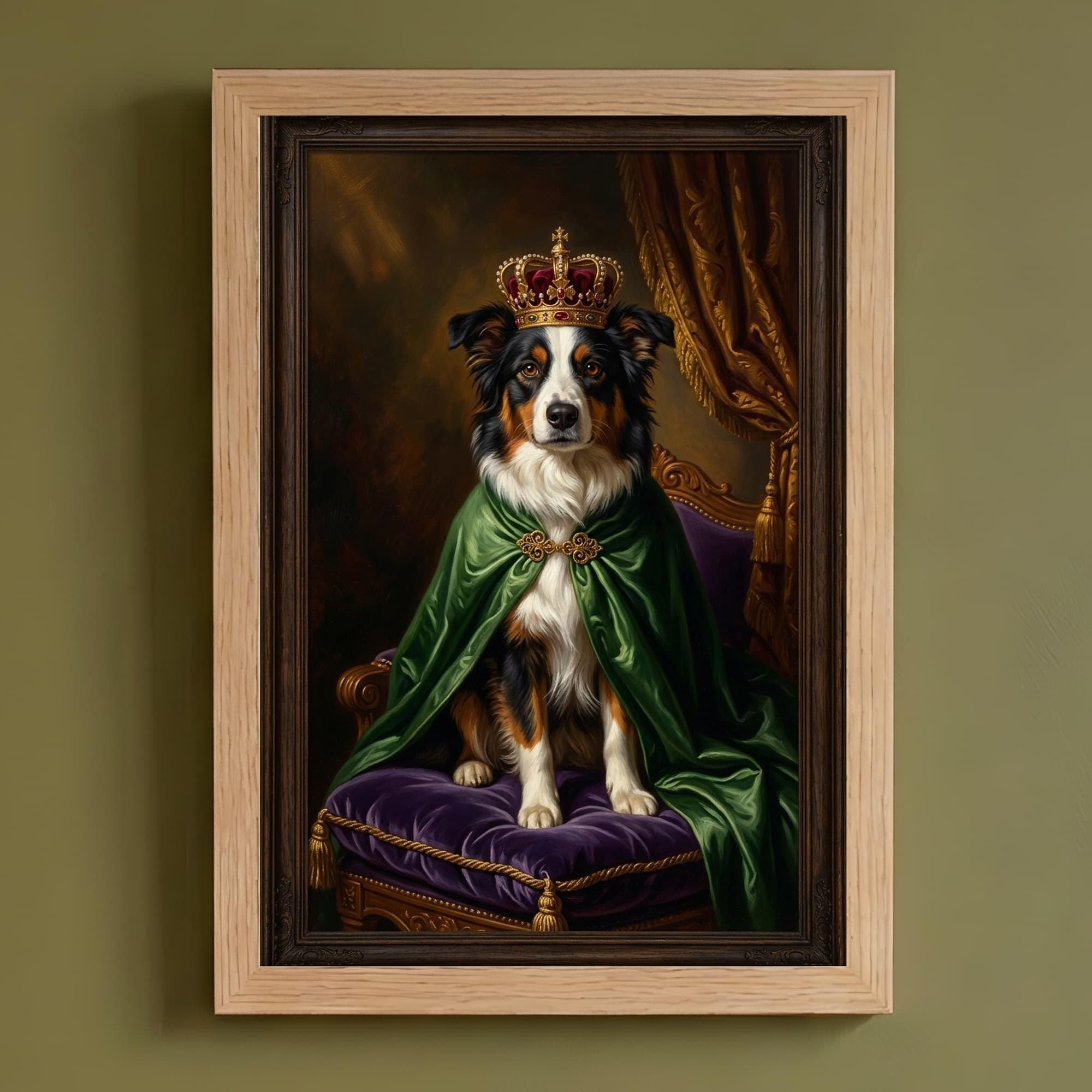 border collie Renaissance Portrait Framed Art Print (A4)