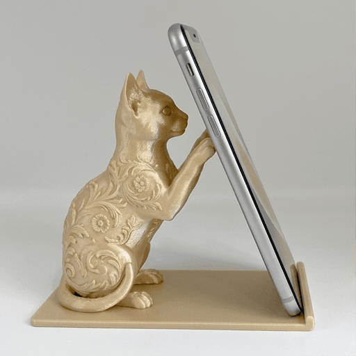 アビシニアンのルネサンス肖像画スマホスタンド(シルクゴールド)