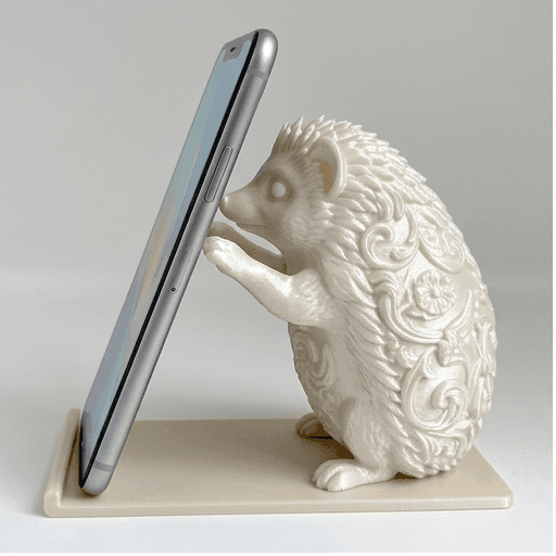 ハリネズミのルネサンス肖像画スマホスタンド(シルクホワイト)