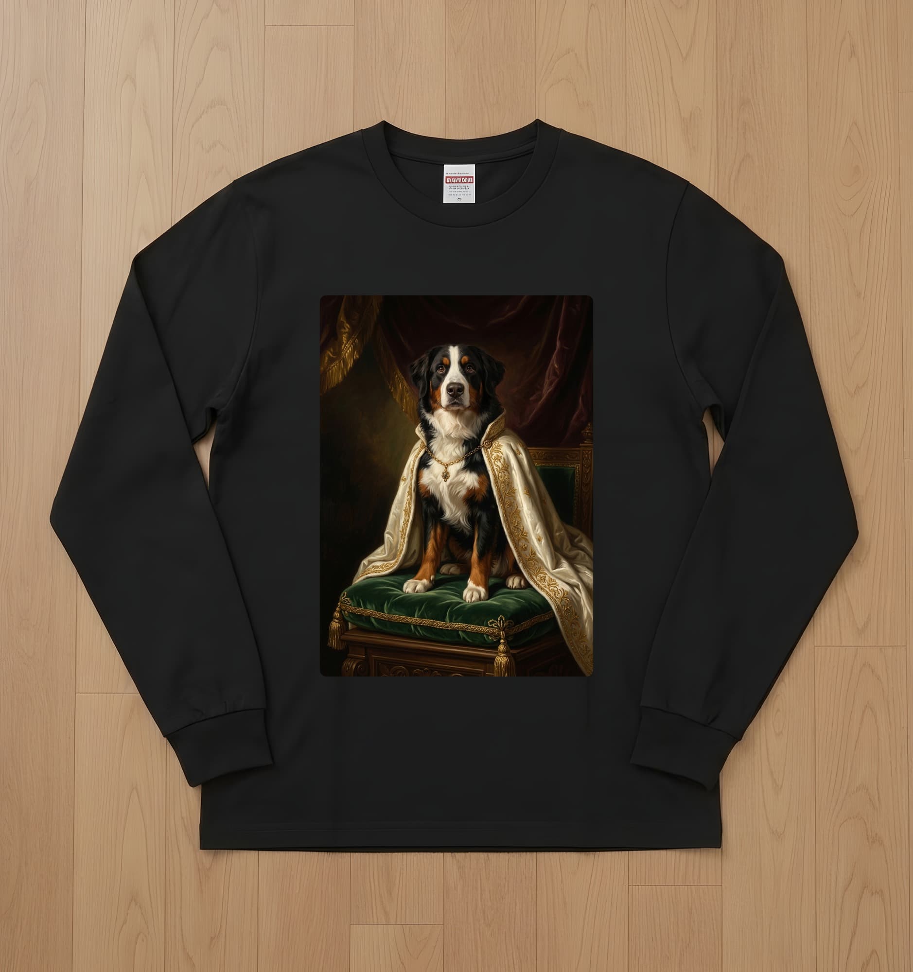 Bernese mountain dog Renaissance Portrait Long Sleeve T-Shirt (Black)