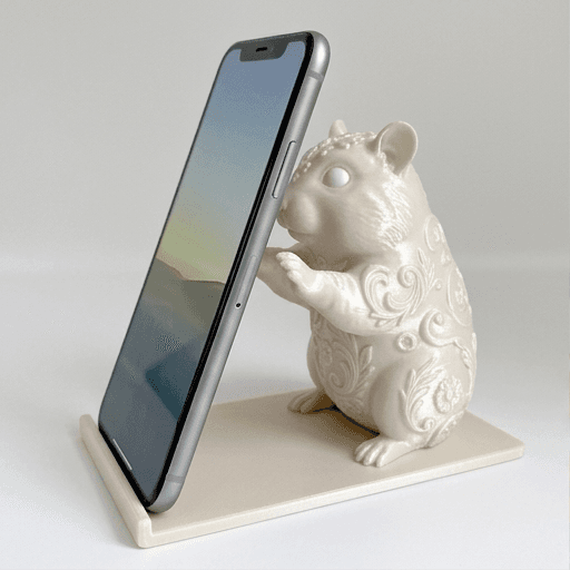 ジャンガリアンハムスターのルネサンス肖像画スマホスタンド(シルクホワイト)