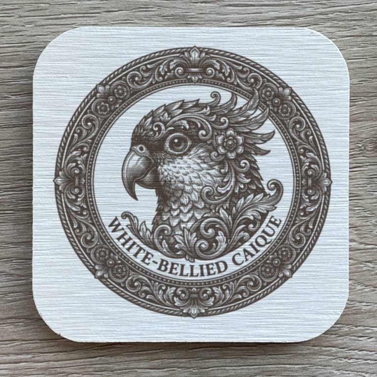 シロハラインコのルネサンス肖像画コースターセット