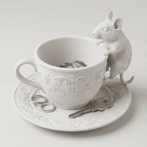 Degu Renaissance Portrait Trinket Tray (Matte White)