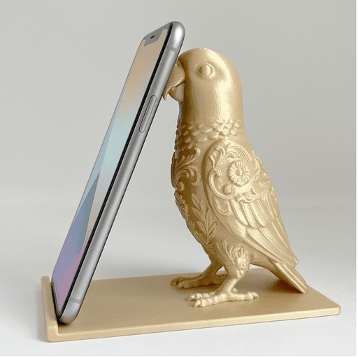 オオハナインコのルネサンス肖像画スマホスタンド(シルクゴールド)