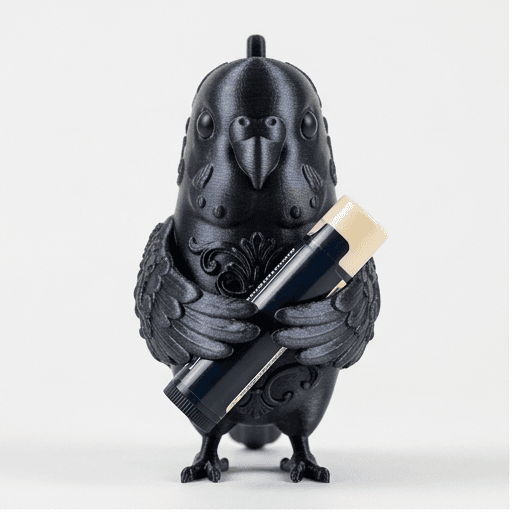 セキセイインコのルネサンス肖像画リップケース(シルクブラック)