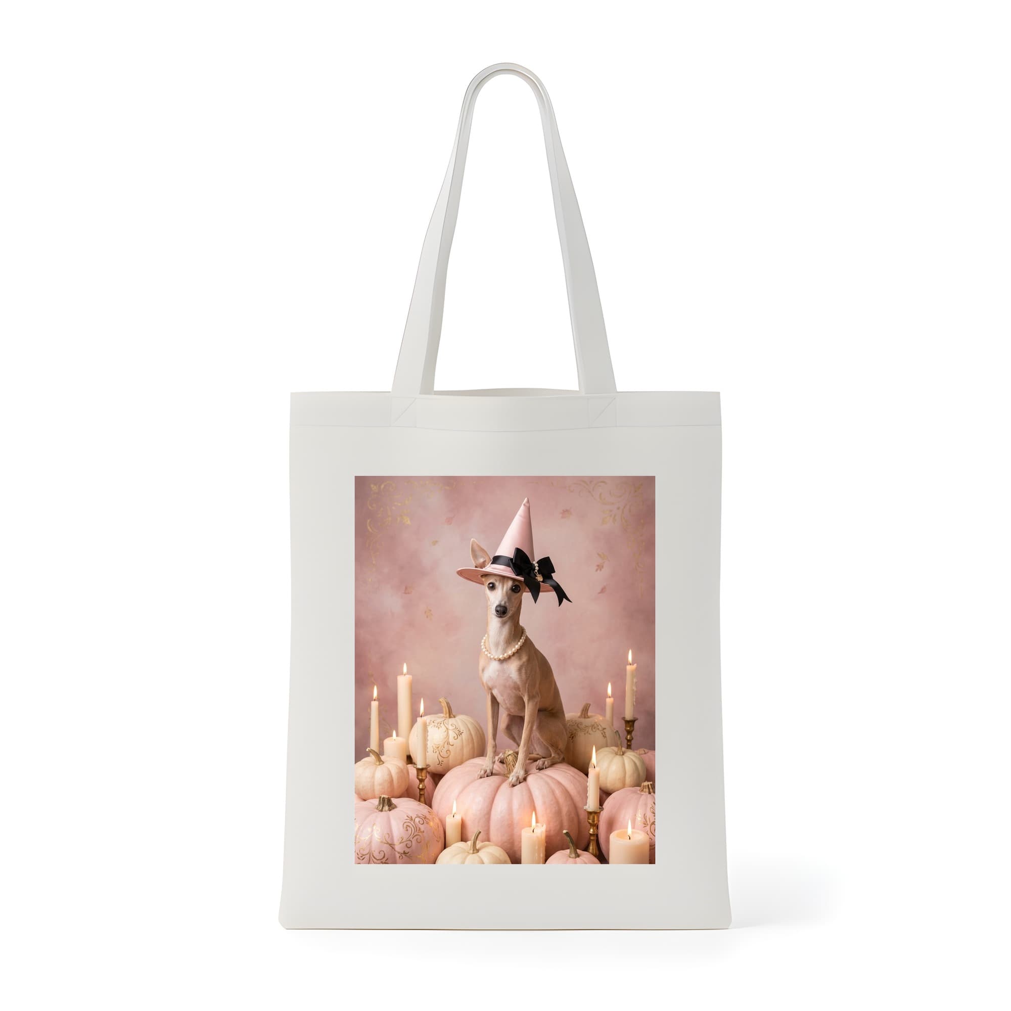 Italian greyhound Pumpkin & Candlelight Oil-Painting Halloween Tote Bag