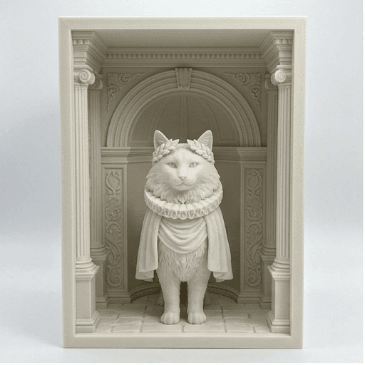 ノルウェージャンフォレストキャットのルネサンス肖像画ブックヌーク