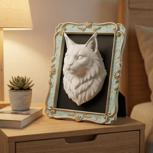Maine Coon Renaissance Portrait Wall Relief