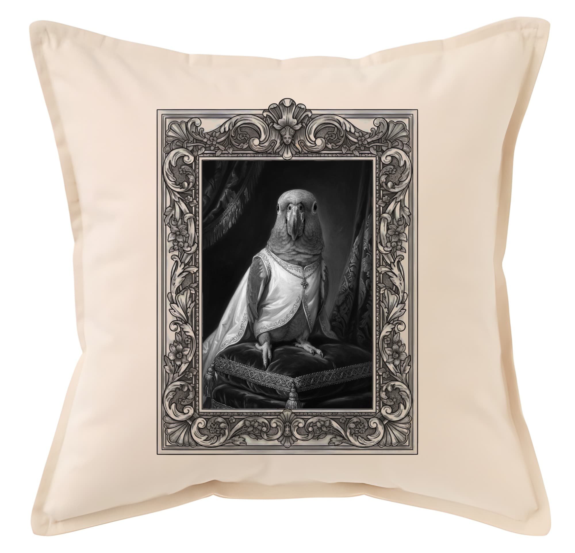 Blue-fronted Amazon Renaissance Portrait Throw Cushion (Framed Design)
